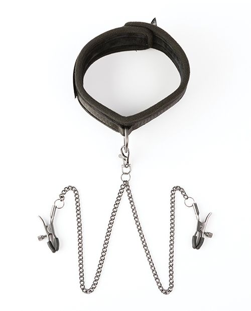 Sei Mio Twin Tweaks Velvet Collar With Nipple Clamps