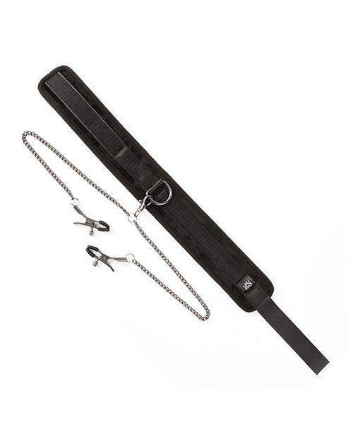 Sei Mio Twin Tweaks Velvet Collar With Nipple Clamps