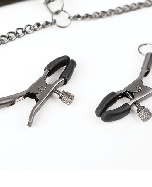 Sei Mio Twin Tweaks Velvet Collar With Nipple Clamps