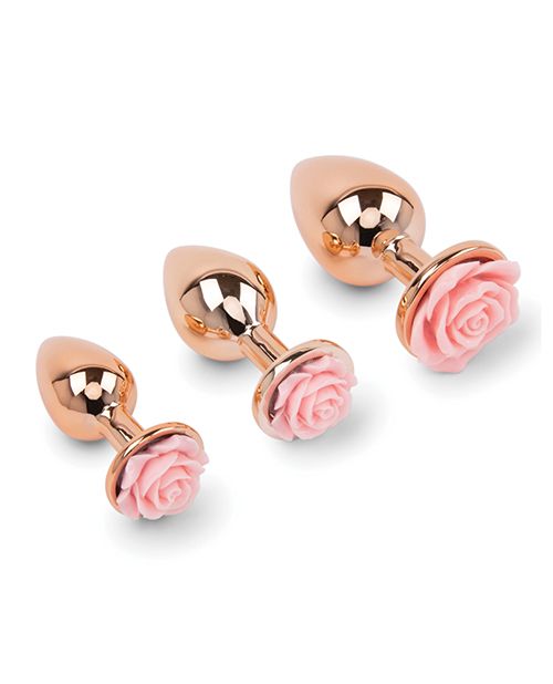 Gemsations 3 Piece Rose Metal Butt Plug Training Set