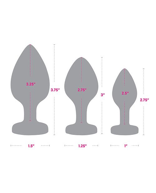 Gemsations 3 Piece Silicone Bling Bling Heart Anal Training Set