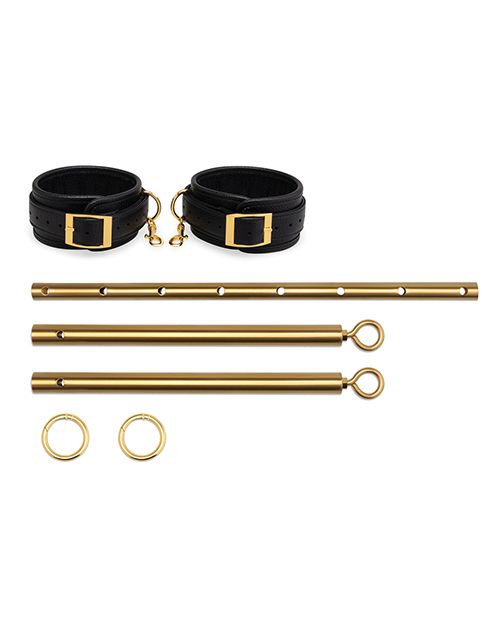Lux Fetish Solid Gold Expandable Spreader Bar Set With Detachable Cuffs