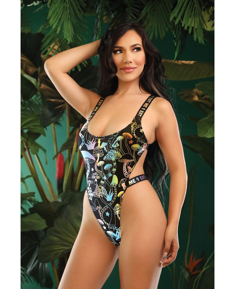 Vibes Eat Me Flash Reactive Mushroom Print Bodysuit