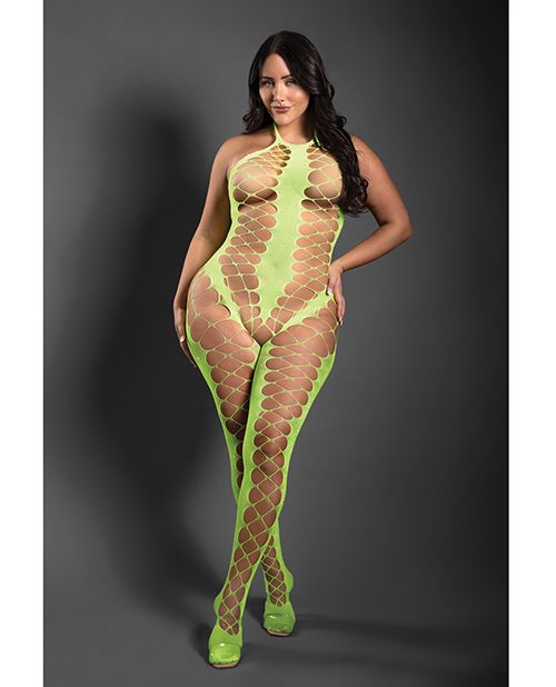Sheer Unstoppable Crotchless Rhinestone Halter Bodystocking