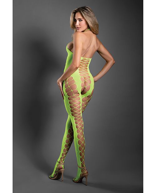 Sheer Unstoppable Crotchless Rhinestone Halter Bodystocking