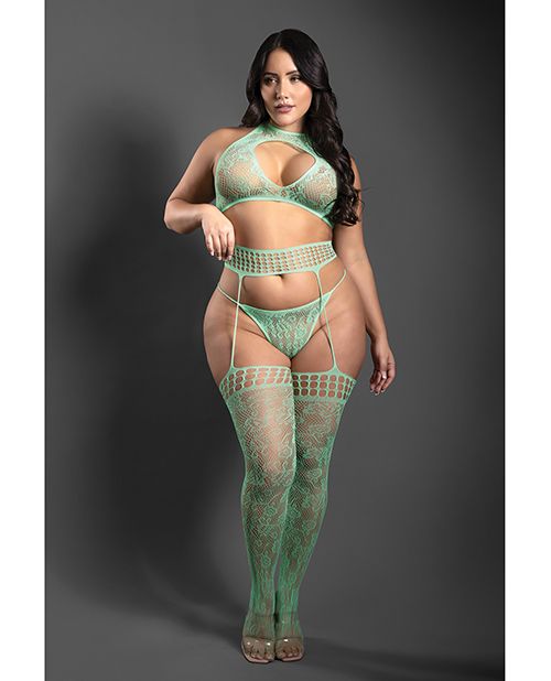 Sheer Heart Of Glass Lace Knit Halter Top 3 Piece Set