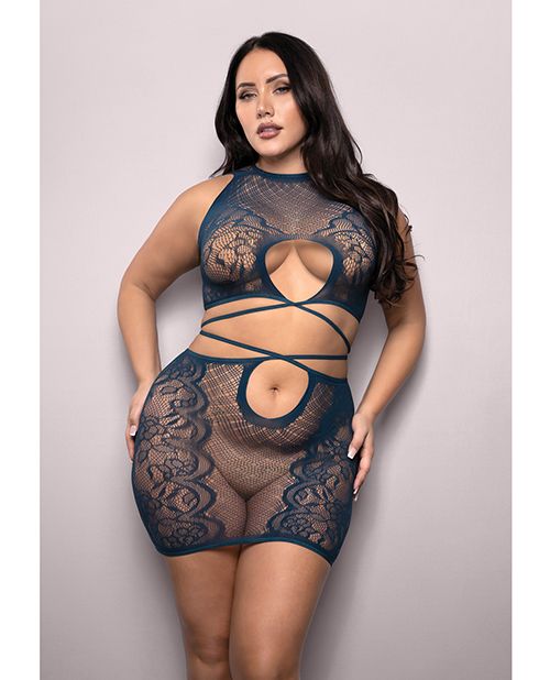 Vixen At Last Floral Lace Knit Tie Back Top With Skirt