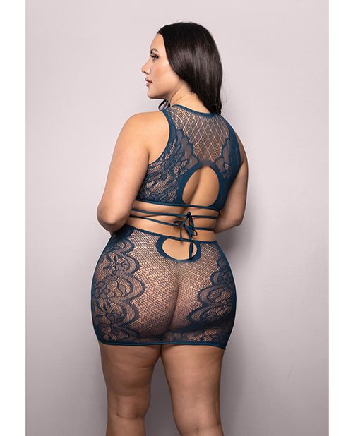 Vixen At Last Floral Lace Knit Tie Back Top With Skirt