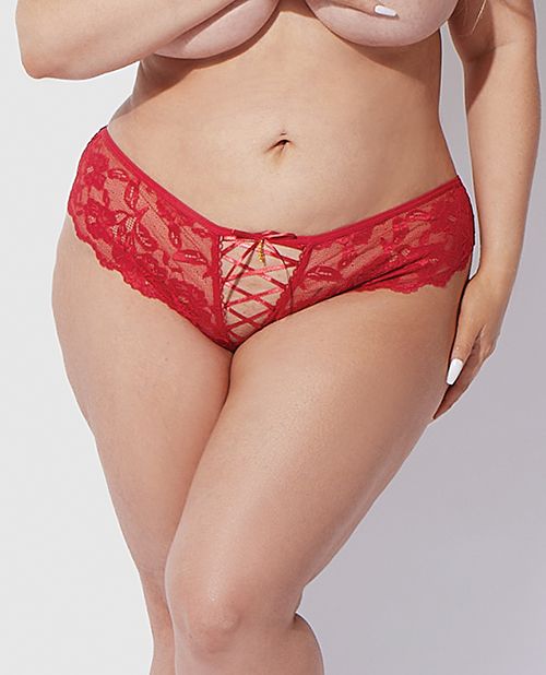 House of Desire Bella Lace Up Tanga Panty With Jewel Detail