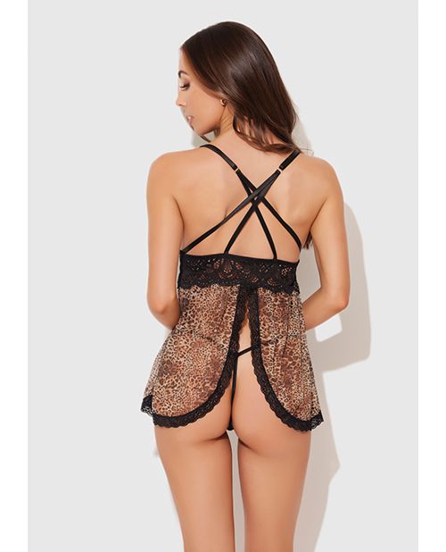 House of Desire Felicia Mesh and Lace Babydoll With G-String