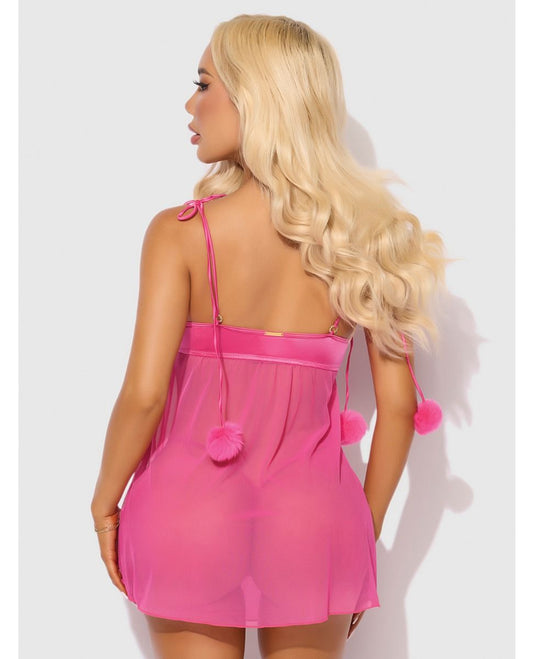 House of Desire Marilyn Marabou & Mesh Babydoll & G-String Set