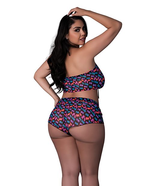 Exposed Hazy Dayz Gummy Bear Blacklight Reflective Halter Top & Short