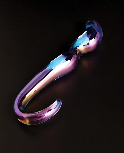 Cristal Blue Flame Curved Glass Dildo