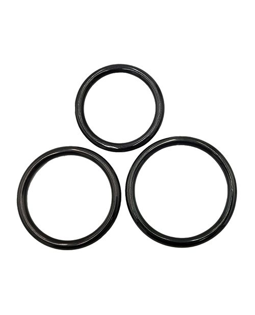 Rouge Black Stainless Steel 3 Piece Cock Ring Set
