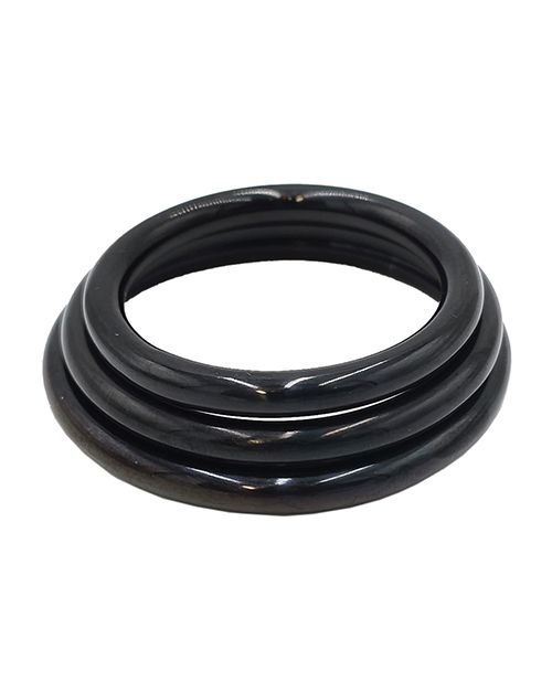 Rouge Black Stainless Steel 3 Piece Cock Ring Set