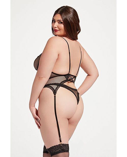 Seven Til Midnight Stretch Mesh and Lace Cami With Thong