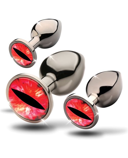 Creature Cocks Sinister Eyes Red Eye Metal Butt Plug Set