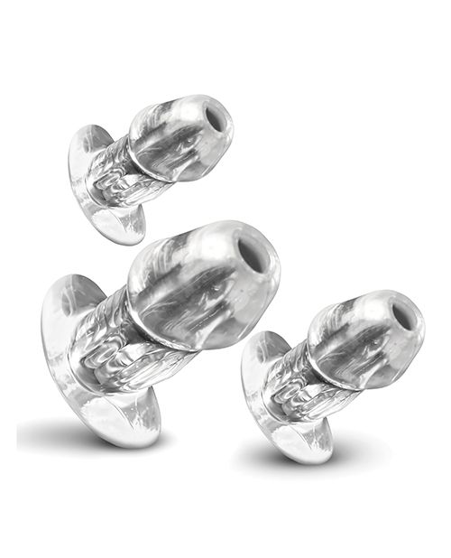 Master Series Dicked Clear Hollow Anal Plug 3 Piece Set