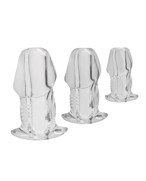 Master Series Dicked Clear Hollow Anal Plug 3 Piece Set