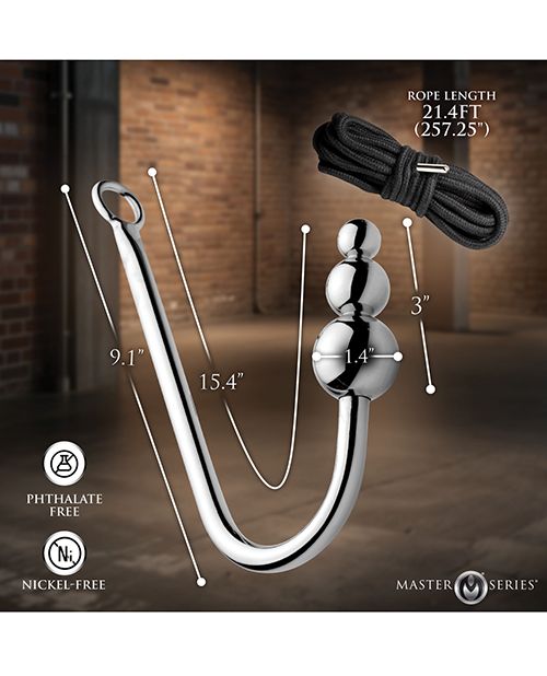Master Series Roped Beaded Anal Hook With Rope