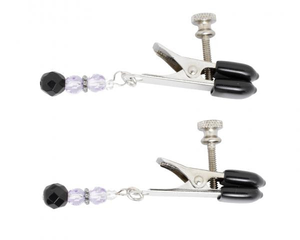 Crystal Beaded Broad Tip Nipple Clamps - Wicked Sensations