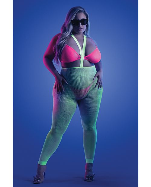 Glow Come Alive Suspender Stockings, Bralette & G-String