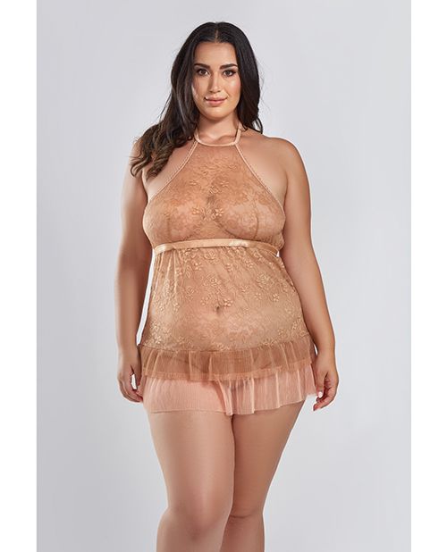 iCollection Amber Halter Lace Babydoll Set