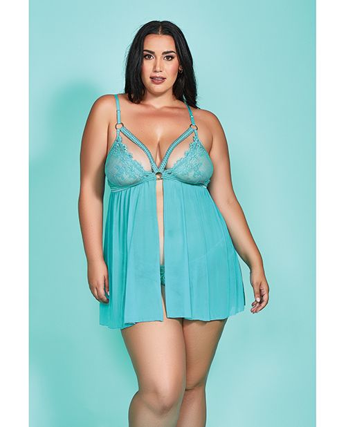 iCollection Riley Eyelash Lace Soft Cup Babydoll & Panty