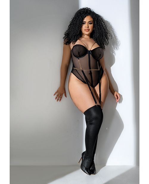 Mapale Mesh Bodysuit With Gold Chain Detail