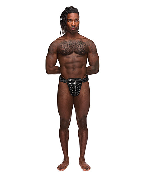 Male Power Leather Taurus Adjustable Buckle Thong