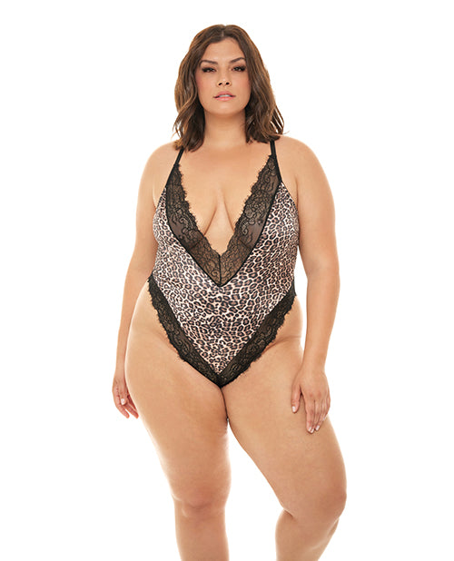 RSVP Jolene Satin Teddy With Plunging Neckline