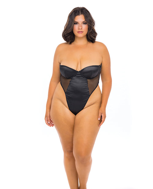 Oh La La Cheri Josephine High Leg Teddy With Removable Fishnet Collared Harness - Wicked Sensations