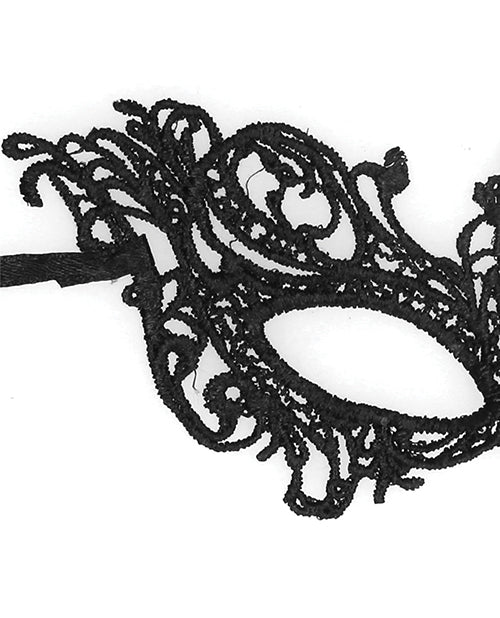 Ouch! Black and White Lace Eye Mask-Royal Black