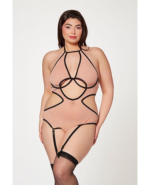 Seven Til Midnight Mesh Cut Out Halter Teddy