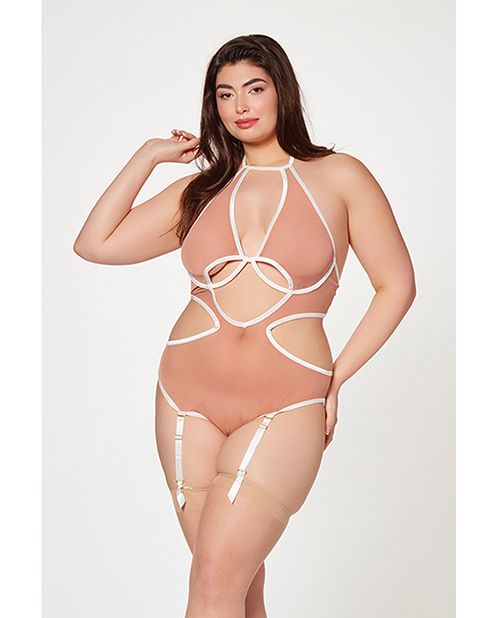 Seven Til Midnight Mesh Cut Out Halter Teddy