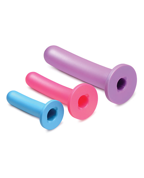 Strap U Triple Peg 28X Vibrating Silicone Dildo Set With Remote