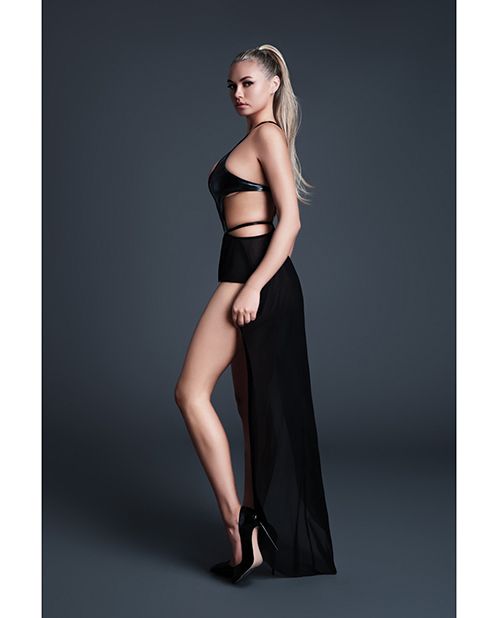 Allure Take Me Latex Look Vinyl and Mesh Teddy With Attached Skirt