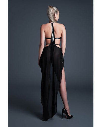 Allure Take Me Latex Look Vinyl and Mesh Teddy With Attached Skirt