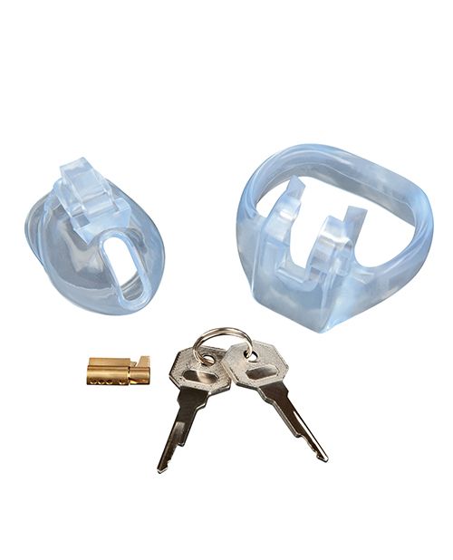 Blue Line Small Dick Acrylic Mini Chastity Cage