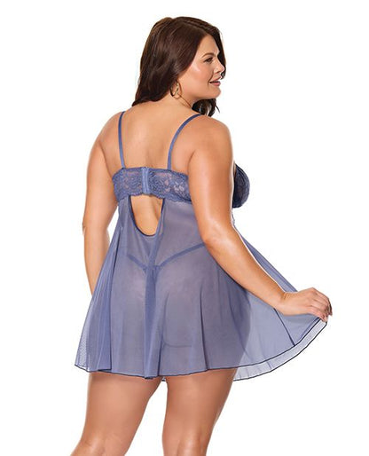 Coquette Twilight Fever Lace & Mesh Babydoll With G-String