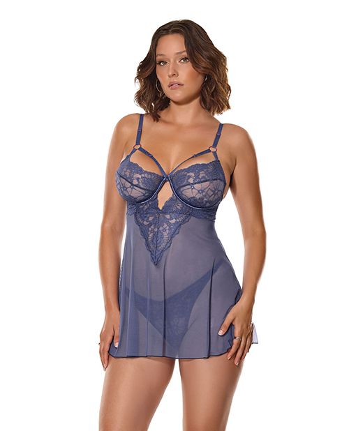 Coquette Twilight Fever Lace & Mesh Babydoll With G-String