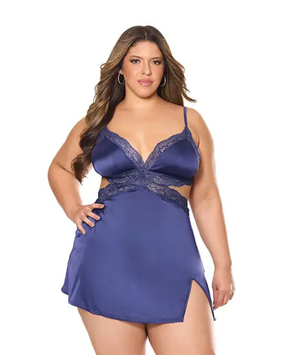 Coquette Metallic Stretch Lace & Satin Chemise