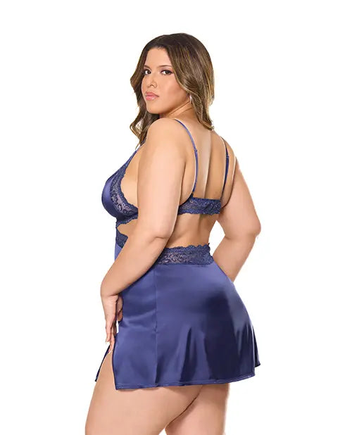Coquette Metallic Stretch Lace & Satin Chemise