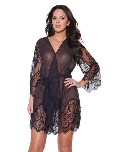 Coquette Holiday Eyelash Lace Robe With Bell Sleeves