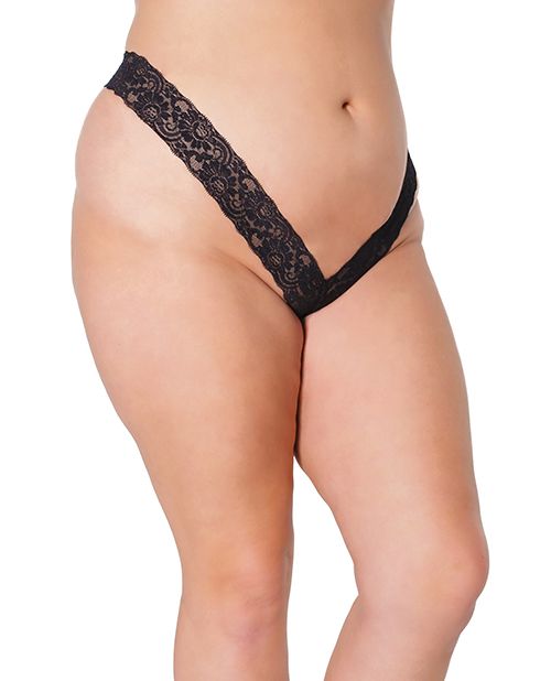 Coquette Holiday Scallop Stretch Lace High Leg Thong