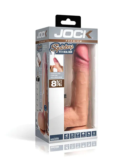 Jock Real Skin 8.75 Inch Ejaculating Silicone Dildo With Balls