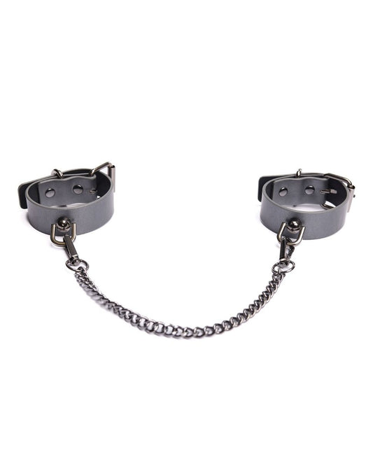 Pleasure Collection Gunmetal Glam Cuffs With Removable Chain