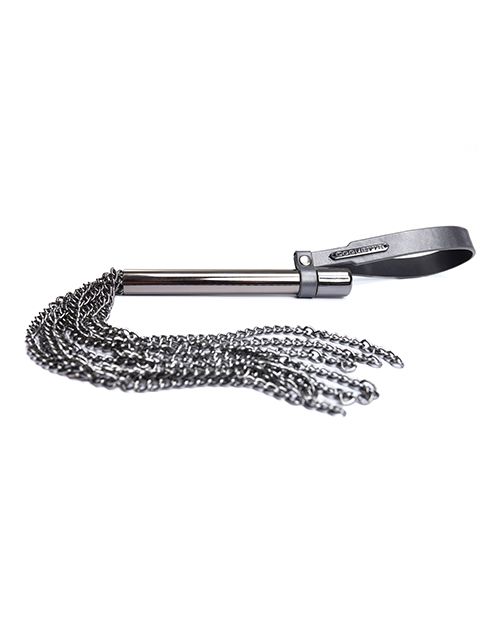 Pleasure Collection Gunmetal Glam Mini Whip With Metal Chain Strands
