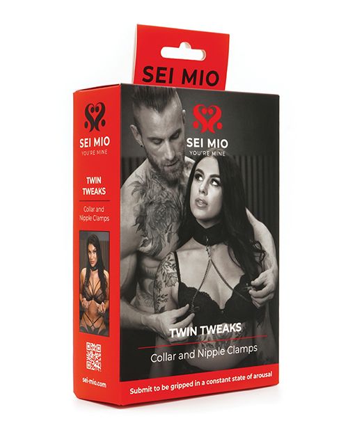 Sei Mio Twin Tweaks Velvet Collar With Nipple Clamps