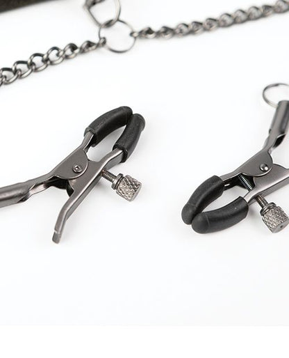 Sei Mio Twin Tweaks Velvet Collar With Nipple Clamps